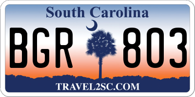 SC license plate BGR803