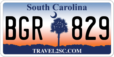 SC license plate BGR829