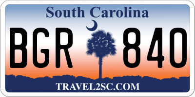 SC license plate BGR840