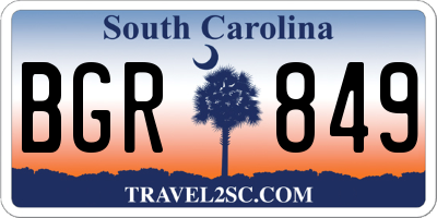 SC license plate BGR849