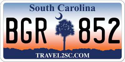SC license plate BGR852