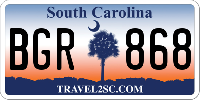 SC license plate BGR868