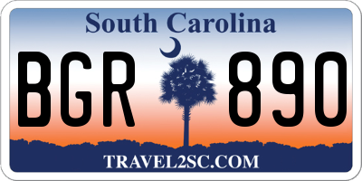 SC license plate BGR890