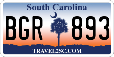 SC license plate BGR893