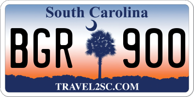SC license plate BGR900