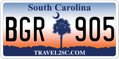 SC license plate BGR905
