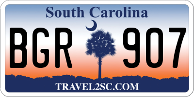 SC license plate BGR907