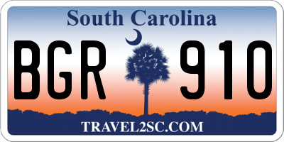 SC license plate BGR910