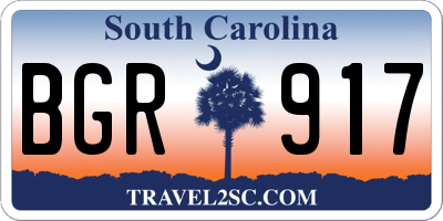 SC license plate BGR917