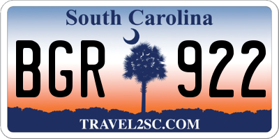 SC license plate BGR922