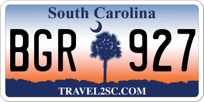 SC license plate BGR927