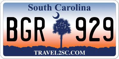 SC license plate BGR929