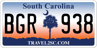 SC license plate BGR938