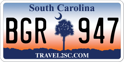 SC license plate BGR947