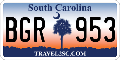 SC license plate BGR953