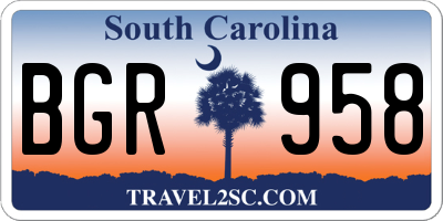 SC license plate BGR958