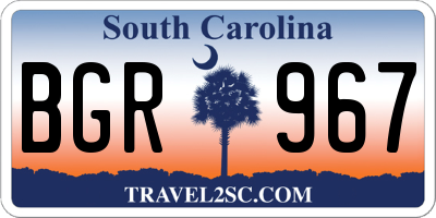 SC license plate BGR967