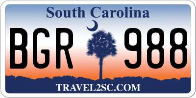 SC license plate BGR988