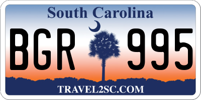SC license plate BGR995
