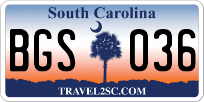 SC license plate BGS036