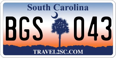 SC license plate BGS043