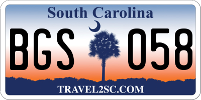 SC license plate BGS058