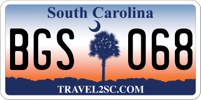 SC license plate BGS068
