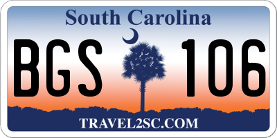 SC license plate BGS106