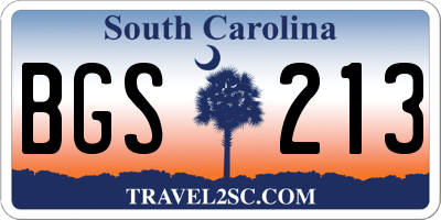 SC license plate BGS213