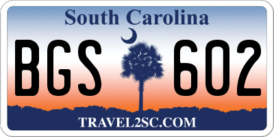 SC license plate BGS602