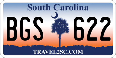 SC license plate BGS622