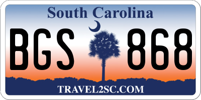 SC license plate BGS868