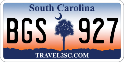 SC license plate BGS927
