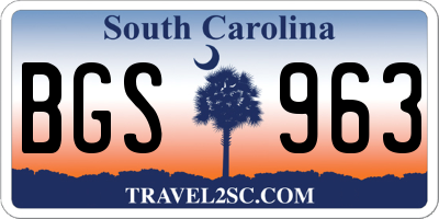 SC license plate BGS963
