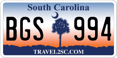 SC license plate BGS994