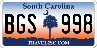 SC license plate BGS998