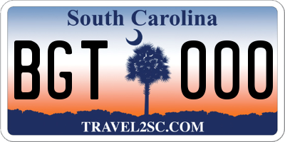 SC license plate BGT000