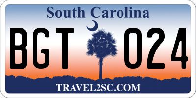SC license plate BGT024