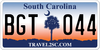 SC license plate BGT044