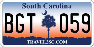 SC license plate BGT059