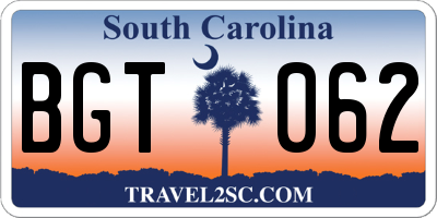 SC license plate BGT062