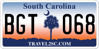 SC license plate BGT068
