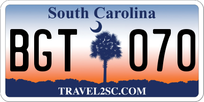 SC license plate BGT070
