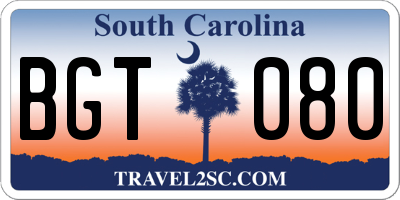 SC license plate BGT080