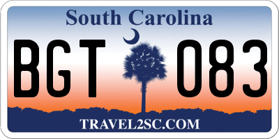 SC license plate BGT083