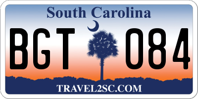 SC license plate BGT084
