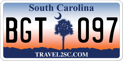 SC license plate BGT097