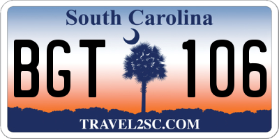 SC license plate BGT106