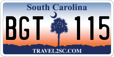 SC license plate BGT115