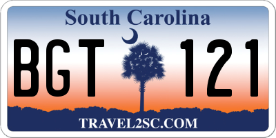 SC license plate BGT121